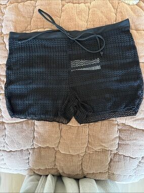 Women’s Black Mesh Swim Cover-Up Shorts